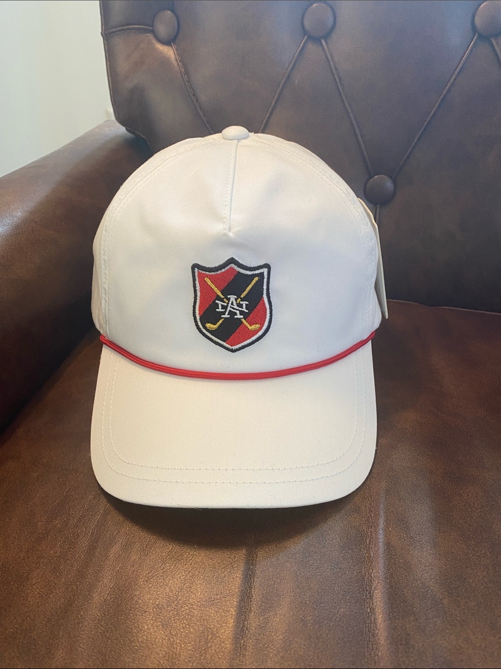 19th Hole Hat Adjustable White Golf Cap American Needle Crest Shield Rope ⛳️